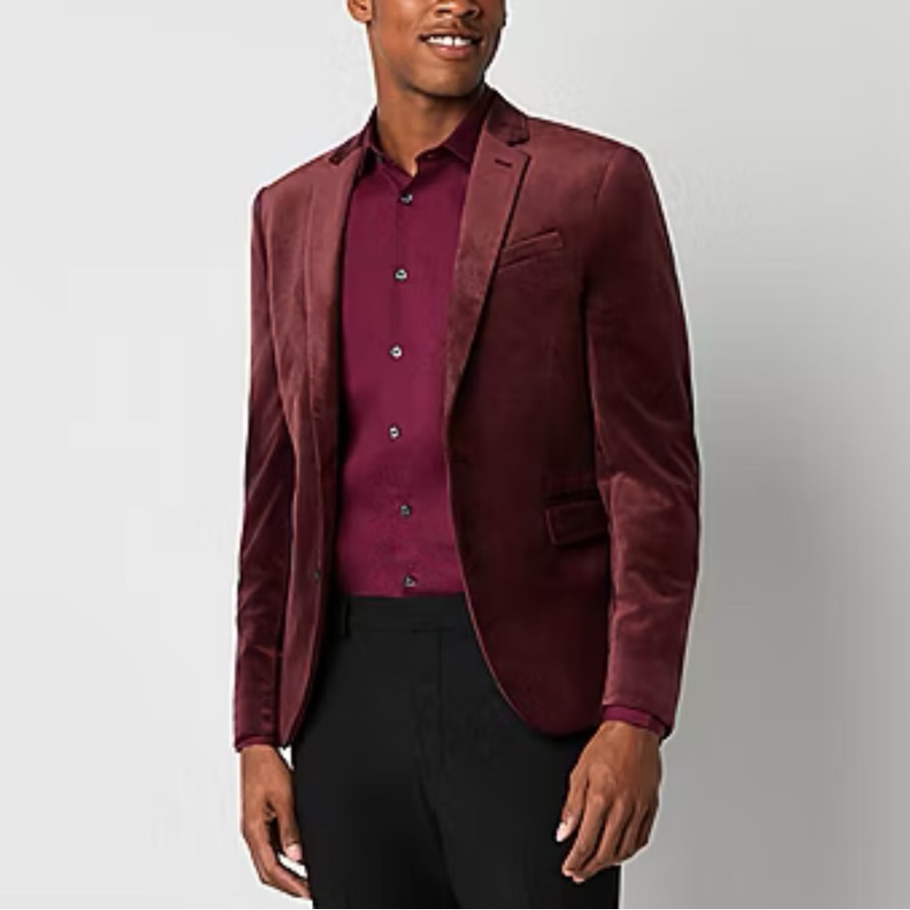 J. Ferrar Velvet Sport Coat Merlot Color NWT